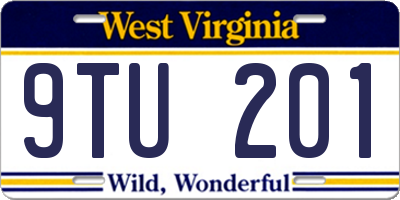 WV license plate 9TU201