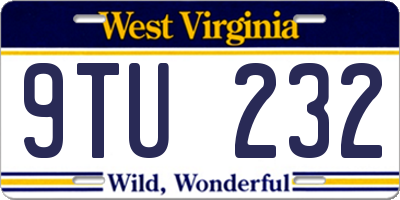 WV license plate 9TU232