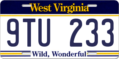 WV license plate 9TU233
