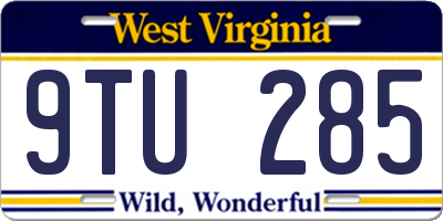 WV license plate 9TU285
