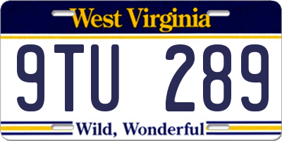 WV license plate 9TU289