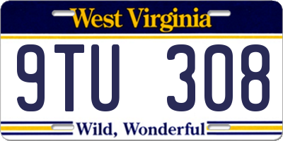 WV license plate 9TU308