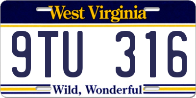 WV license plate 9TU316