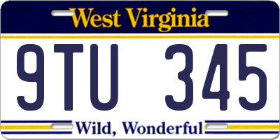WV license plate 9TU345