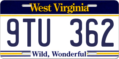 WV license plate 9TU362