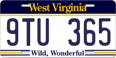 WV license plate 9TU365