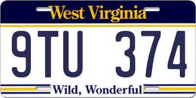 WV license plate 9TU374
