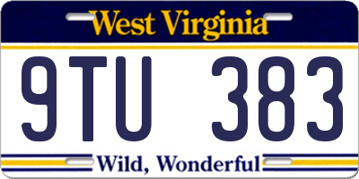 WV license plate 9TU383