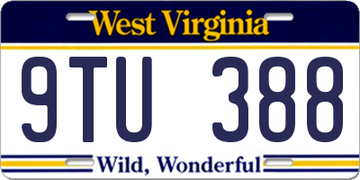 WV license plate 9TU388