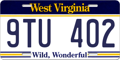 WV license plate 9TU402