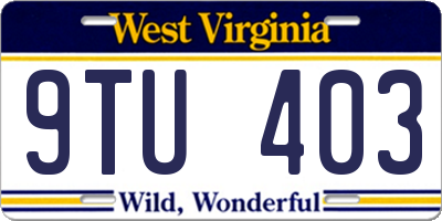 WV license plate 9TU403
