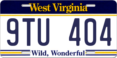 WV license plate 9TU404