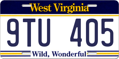 WV license plate 9TU405