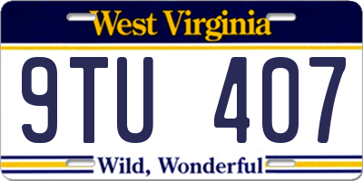 WV license plate 9TU407