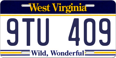WV license plate 9TU409