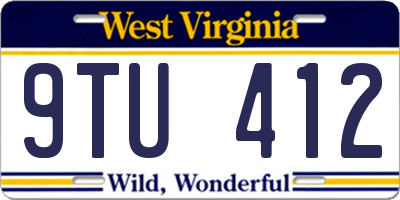 WV license plate 9TU412