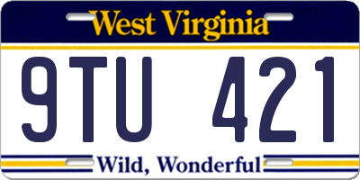 WV license plate 9TU421