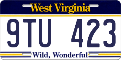 WV license plate 9TU423