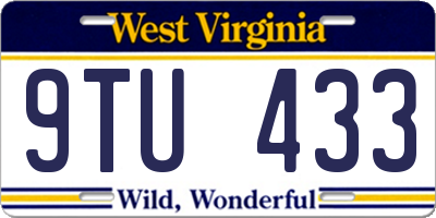 WV license plate 9TU433