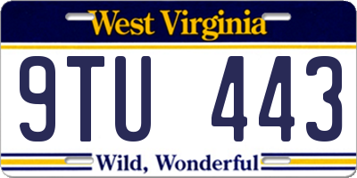 WV license plate 9TU443
