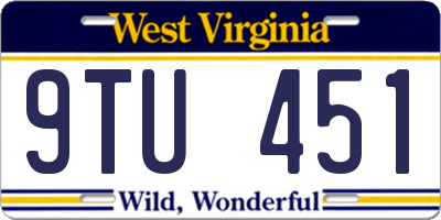 WV license plate 9TU451