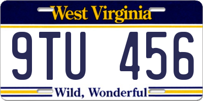 WV license plate 9TU456