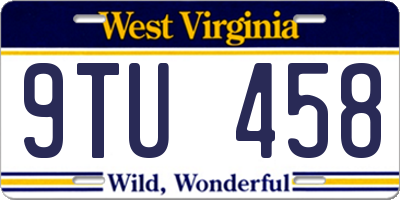 WV license plate 9TU458