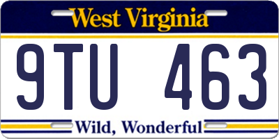 WV license plate 9TU463