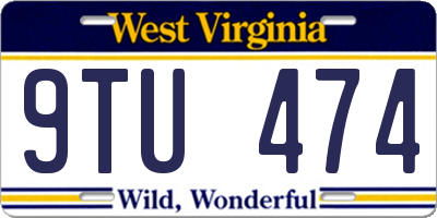 WV license plate 9TU474