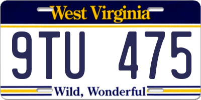 WV license plate 9TU475
