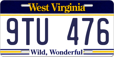 WV license plate 9TU476