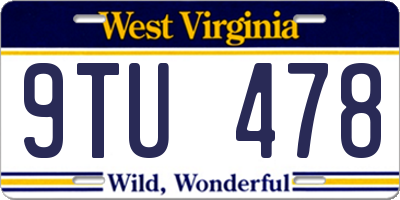 WV license plate 9TU478