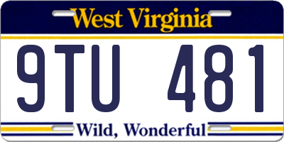 WV license plate 9TU481