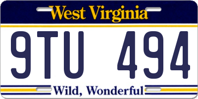 WV license plate 9TU494