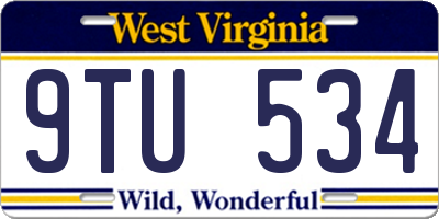 WV license plate 9TU534