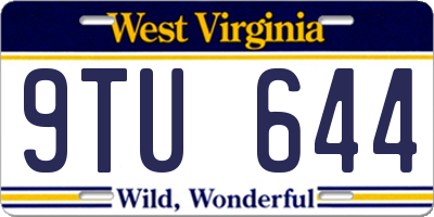 WV license plate 9TU644