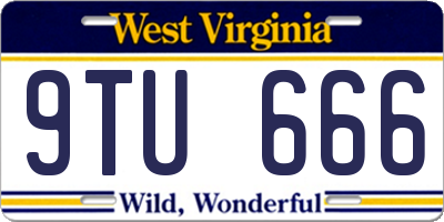 WV license plate 9TU666