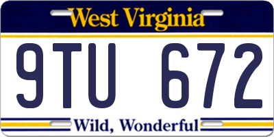 WV license plate 9TU672