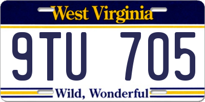 WV license plate 9TU705