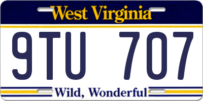WV license plate 9TU707