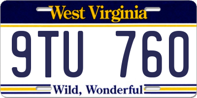 WV license plate 9TU760