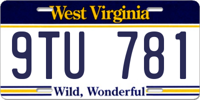 WV license plate 9TU781