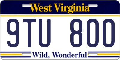 WV license plate 9TU800