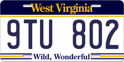 WV license plate 9TU802