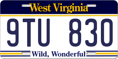 WV license plate 9TU830