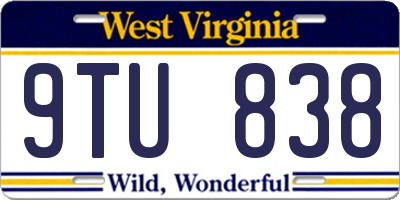 WV license plate 9TU838