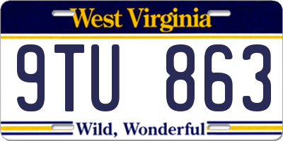 WV license plate 9TU863