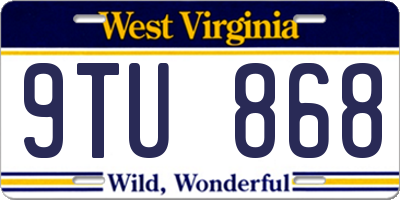 WV license plate 9TU868