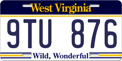 WV license plate 9TU876