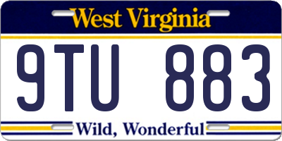 WV license plate 9TU883
